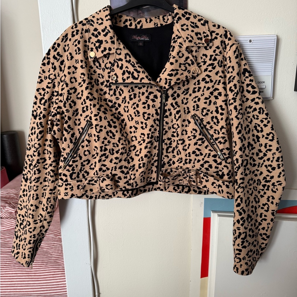 Trashy Diva Tan and Black Leopard Print cropped moto